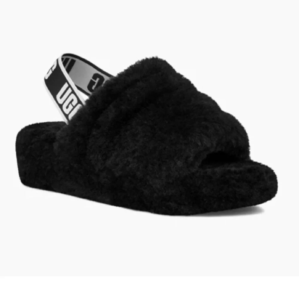 UGG Black Fluffy Slippers - Picture 2 of 9